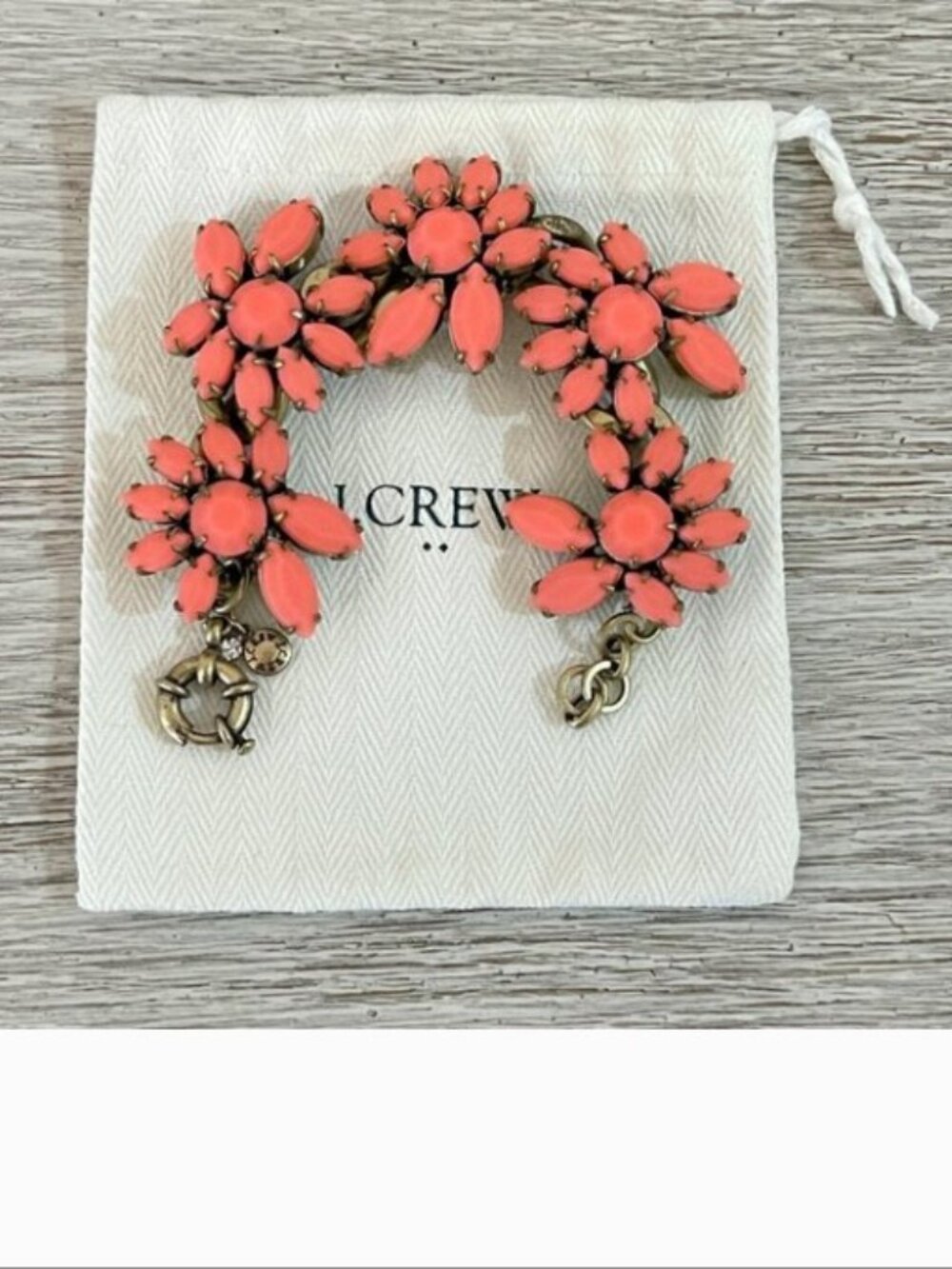 J. Crew Coral Flower Cluster Bracelet